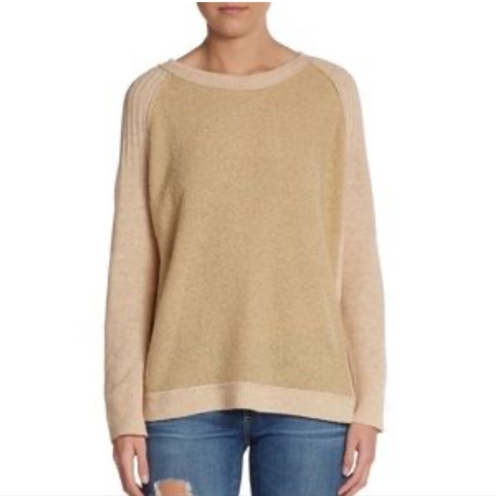 Free People Oversized Lightweight Wool Camel Knitted Sweater Sz S